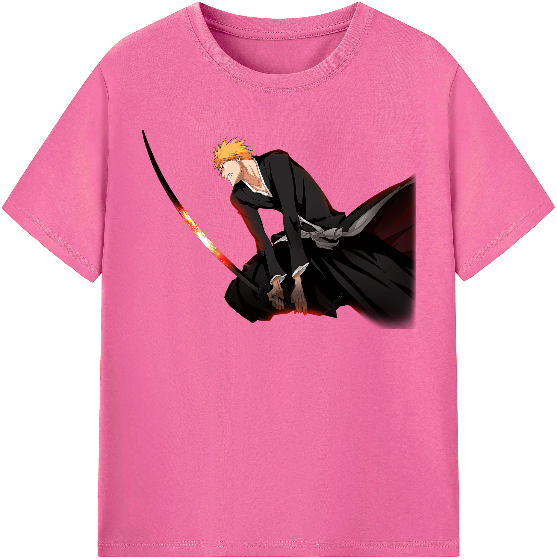 （画像用） ブリーチ 黒崎一護（くろさき いちご）BLEACH Kurosaki Ichigo レディースカジュアルプリントTシャツ（綿100％）